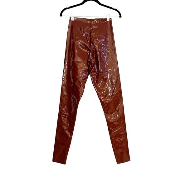 NWOT Commando Control Sienna Faux Patent Leather Vinyl Dark Red Leggings SMALL - Picture 4 of 8